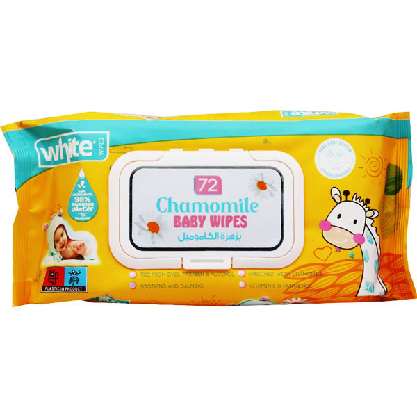 White Baby Wipes Chamomile with Cap 72 Pieces image number 0