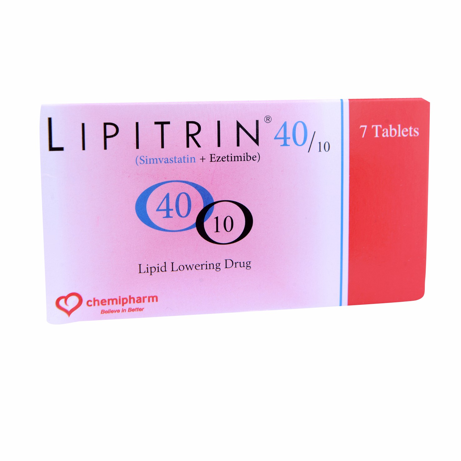 Lipitrin 40/10mg 7 Tablets image number 0