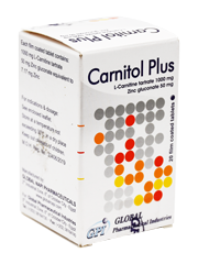 Carnitol Plus (1000+50)mg 20 Film Coated Tablets image number 0