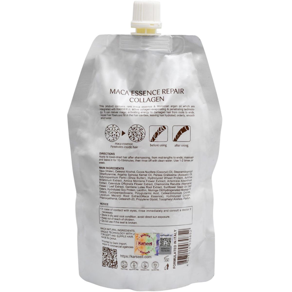 Karseell Collagen Hair Mask for Dry Hair 500ml image number 1