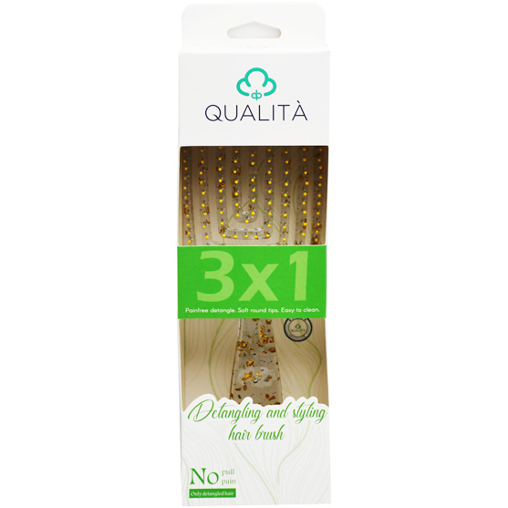 Qualita Detangling and Styling White Transparent Hair Brush image number 0