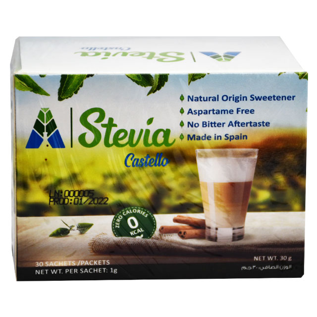 Stevia Castello No Calorie Sweetener 30 Sachets X 1gm image number 0