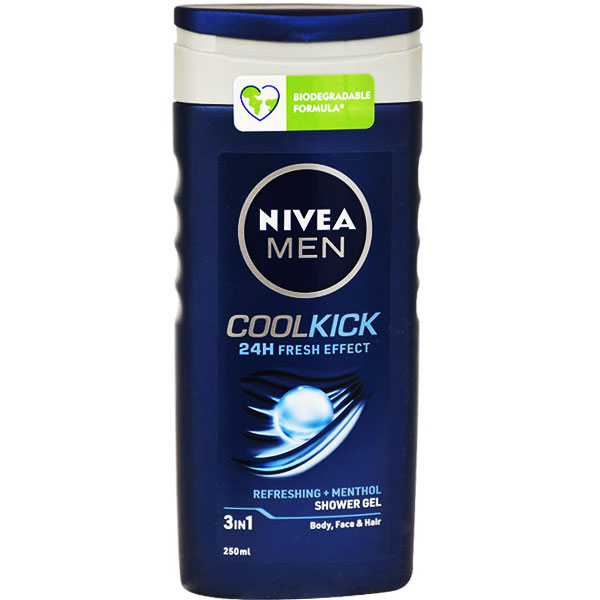 Nivea Shower Gel For Men Coolkick Hair & Body 250ml image number 0