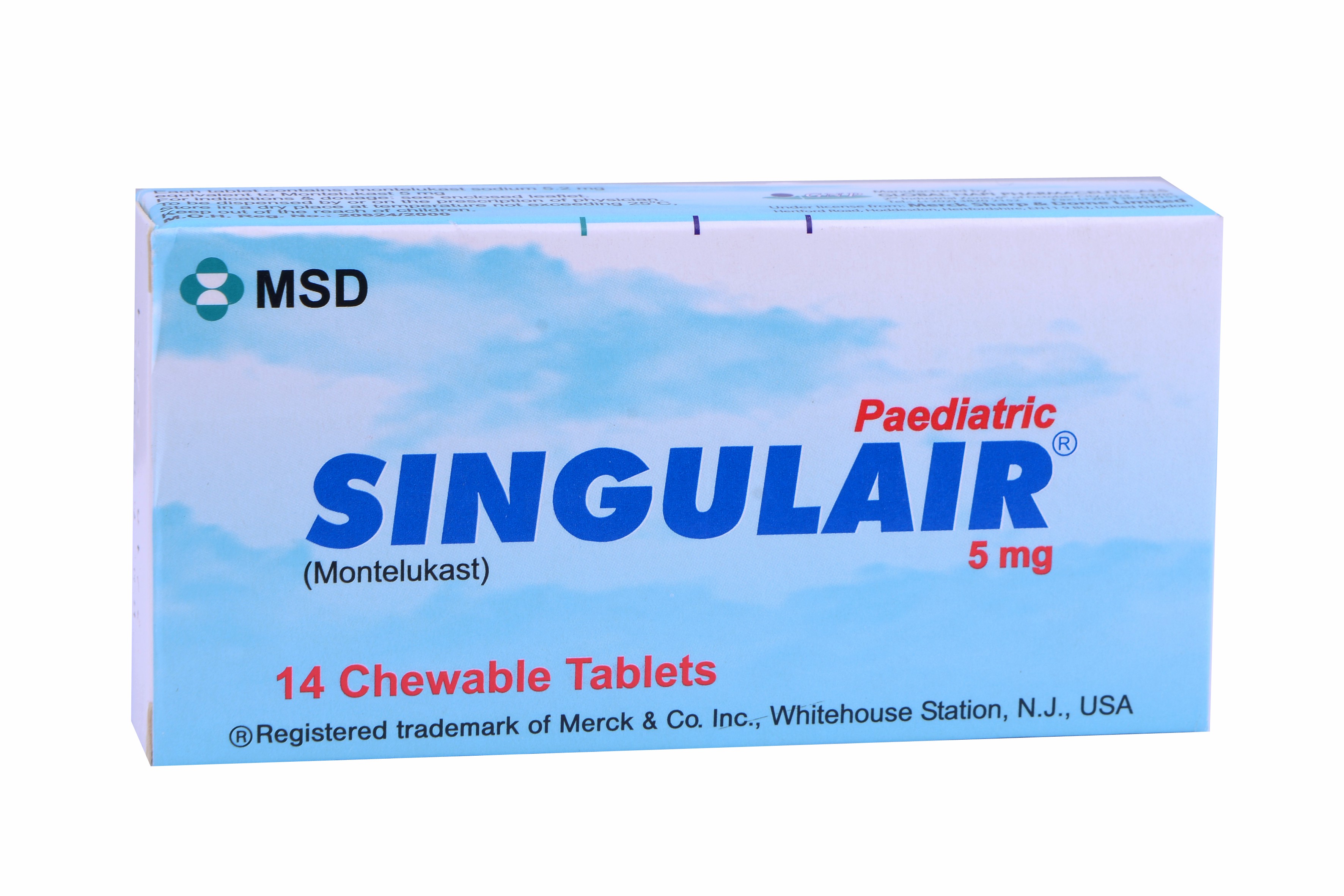 Singulair Ped 5mg 14 Chewable Tablets image number 0