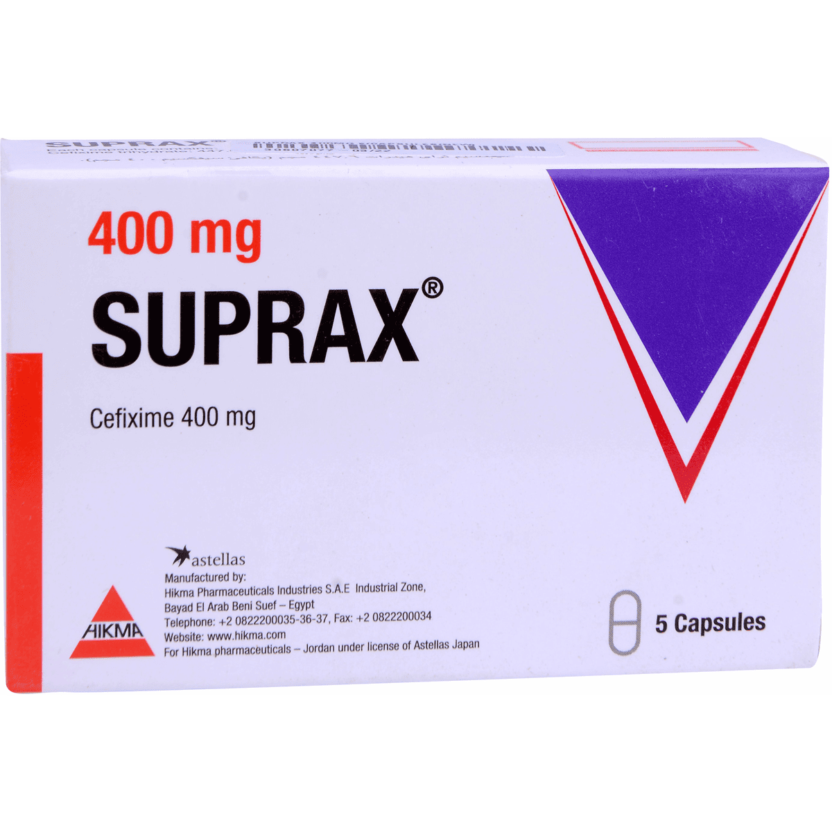 Suprax 400mg 5 Capsules image number 0