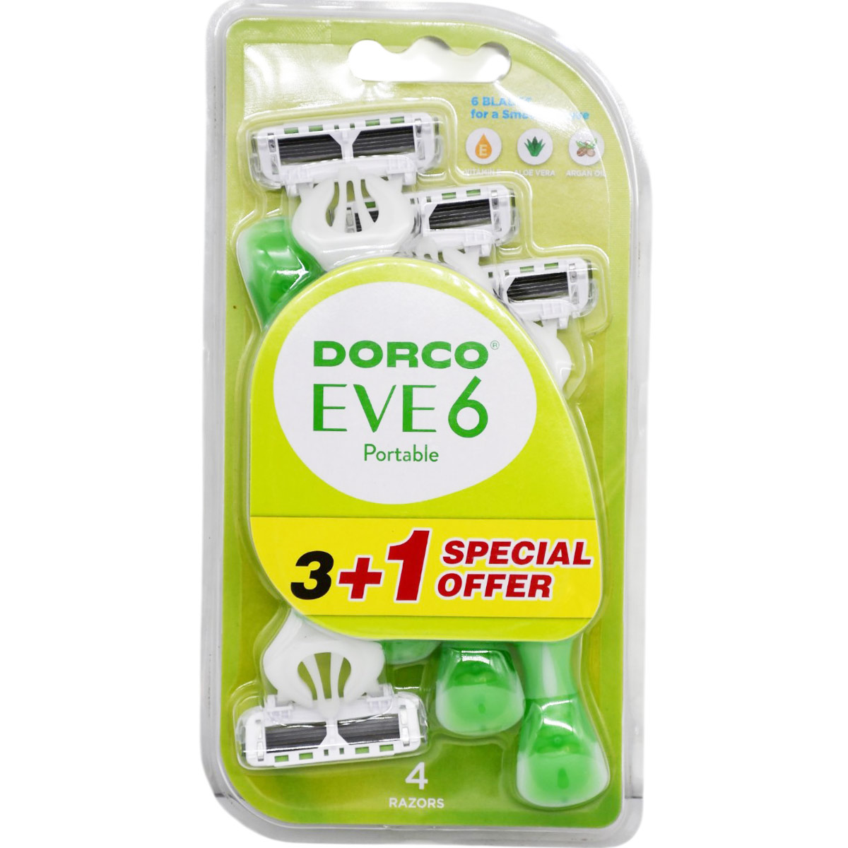 Dorco Eve 6 Portable Razor 3+1 Pieces (Offer Pack) image number 0