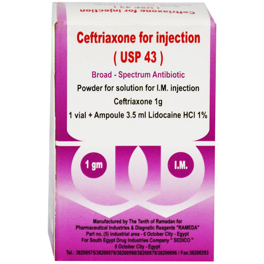 Ceftriaxone 1Gm I.M 1 Vial (Sedico) image number 0