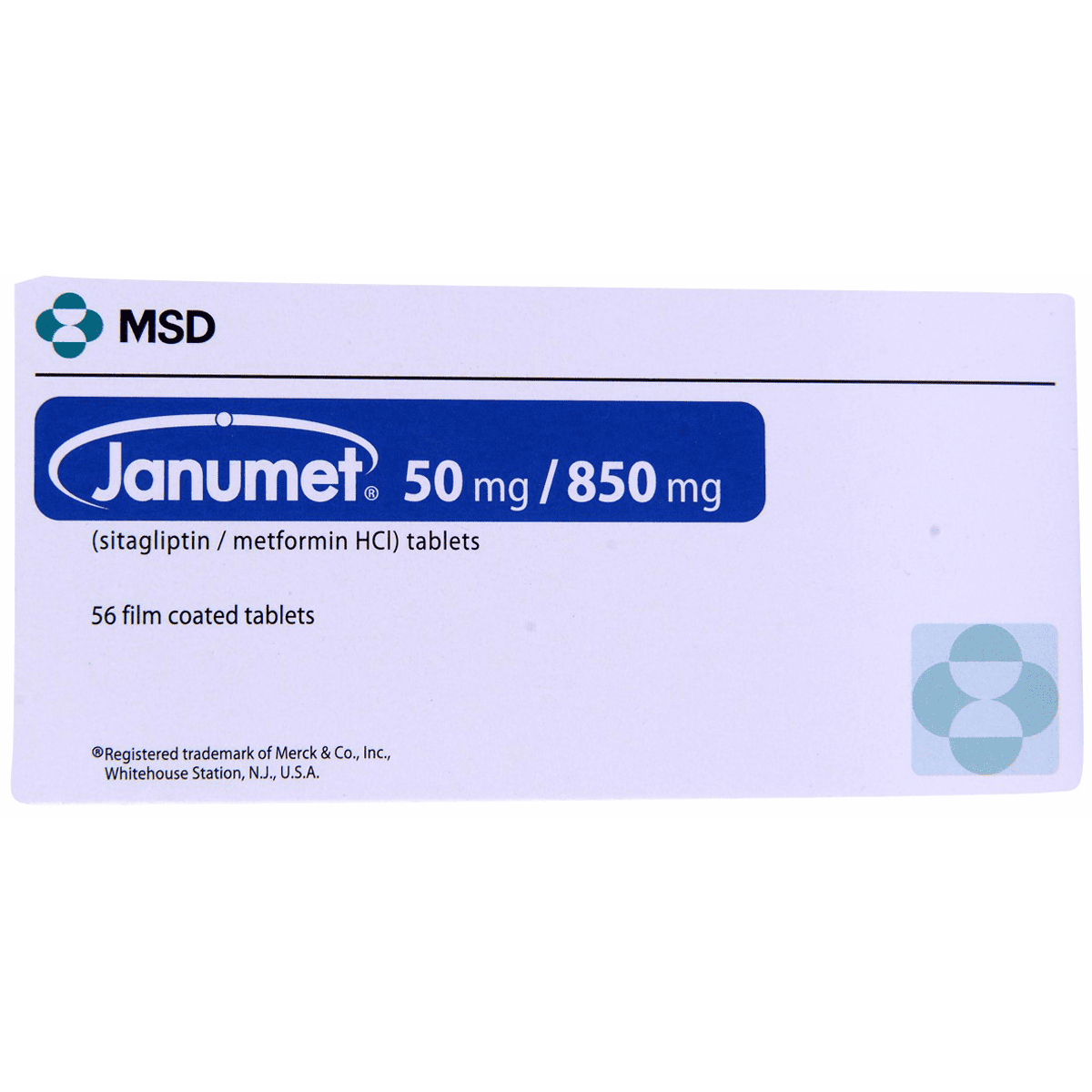 Janumet 50/850mg 56 Film Coated Tablets image number 0