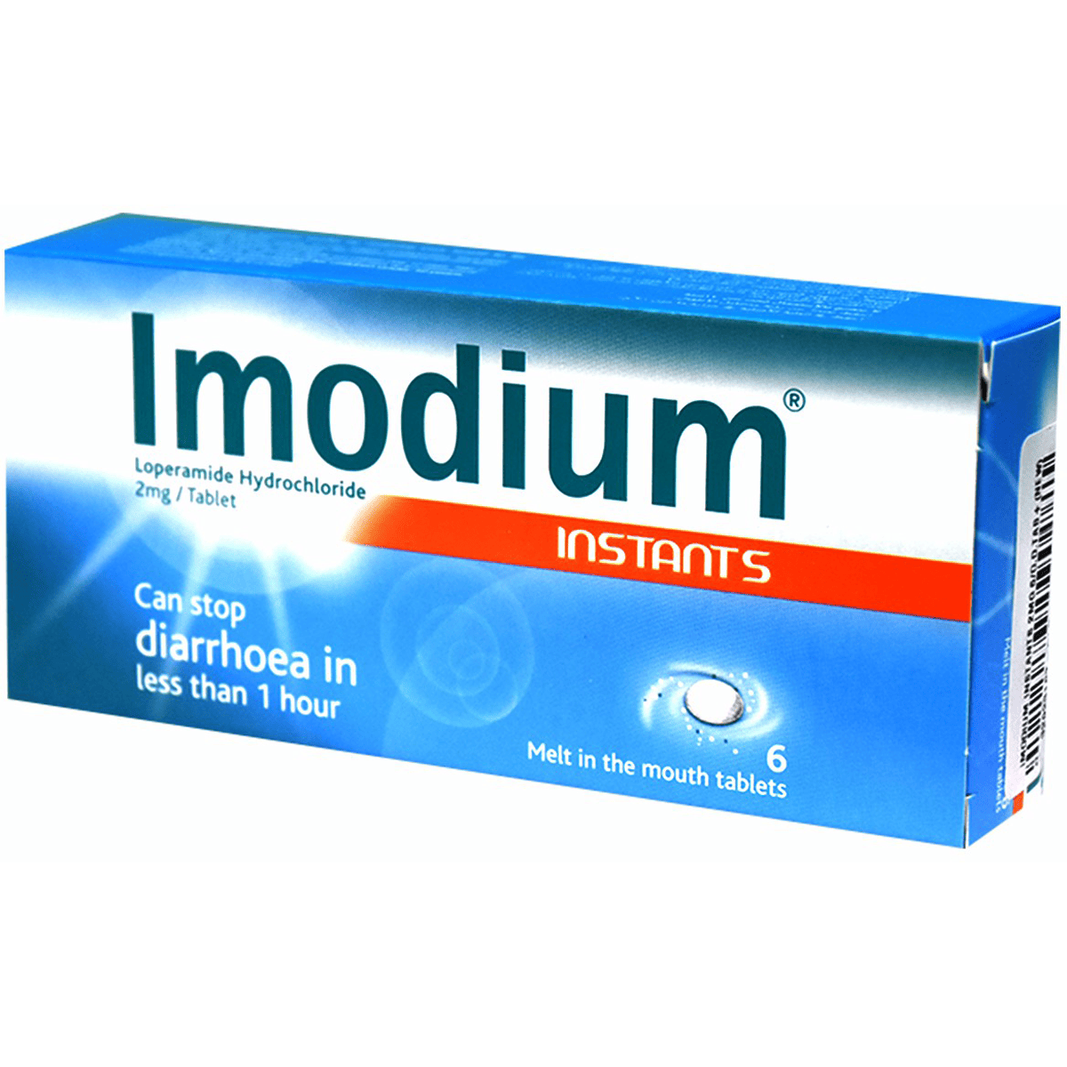 Imodium Instants 2mg 6 Orodispersible Tablets image number 0