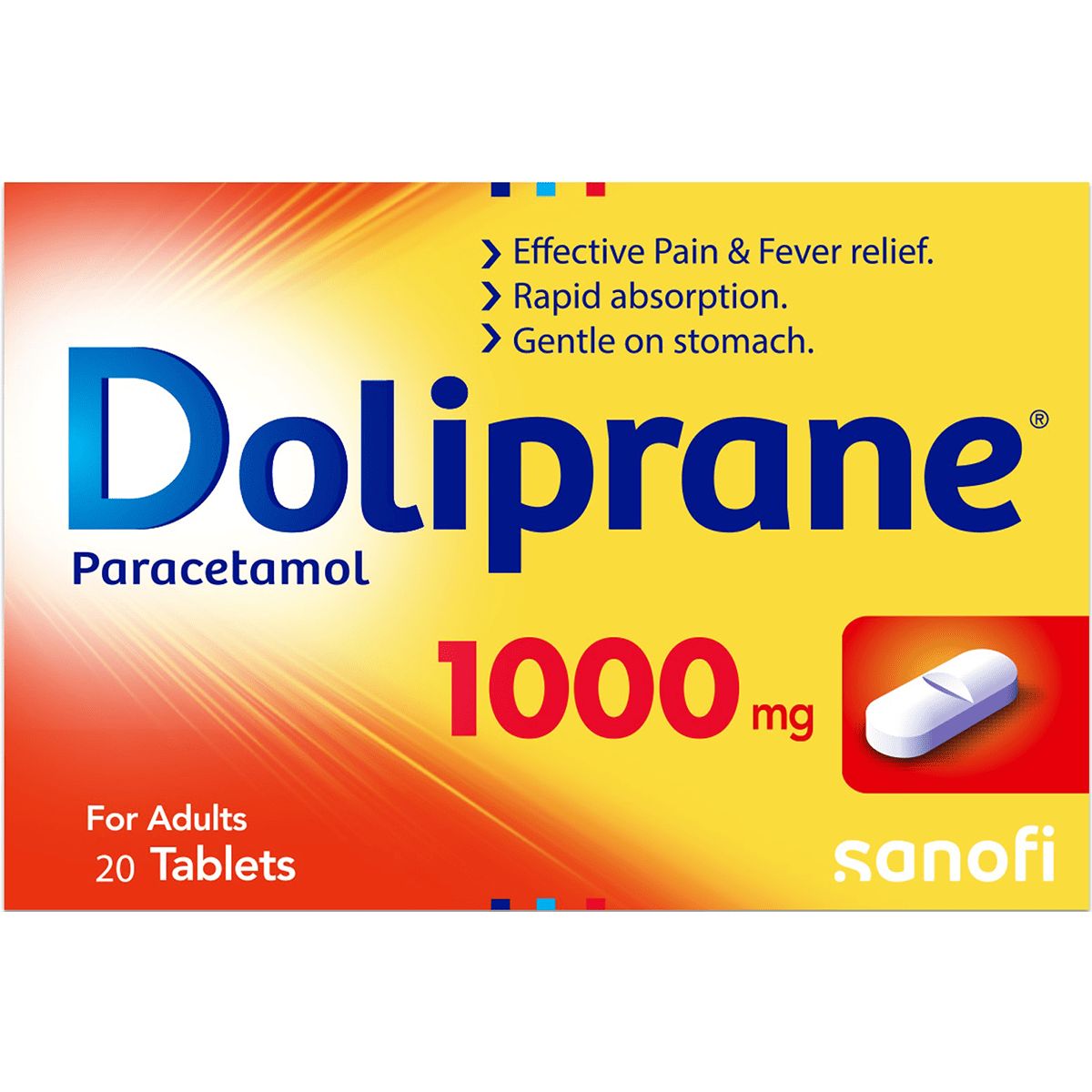 Doliprane 1000mg 20 Tablets image number 0