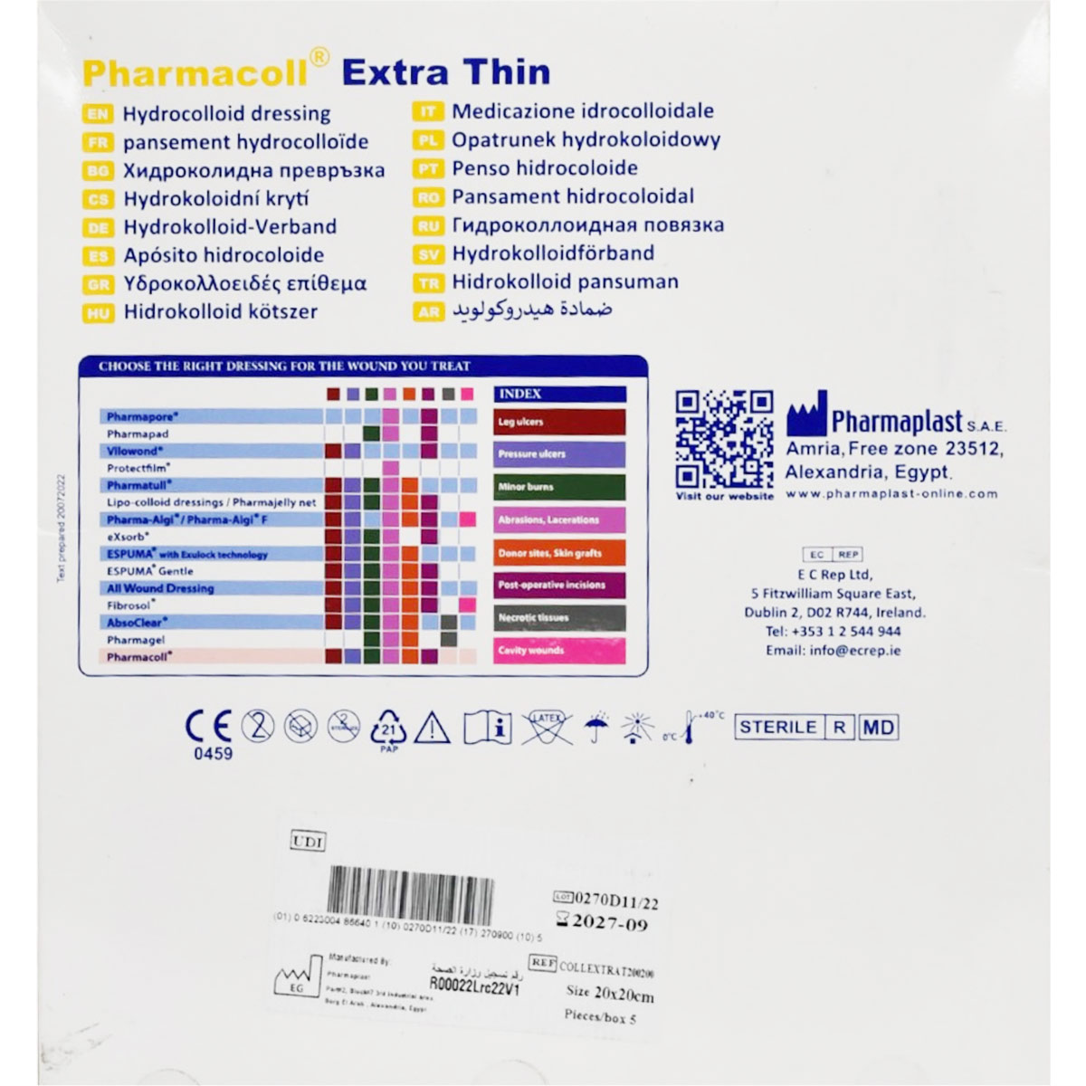 Pharmacoll Extra Thin Dressing 20x20cm 5 Pieces image number 1