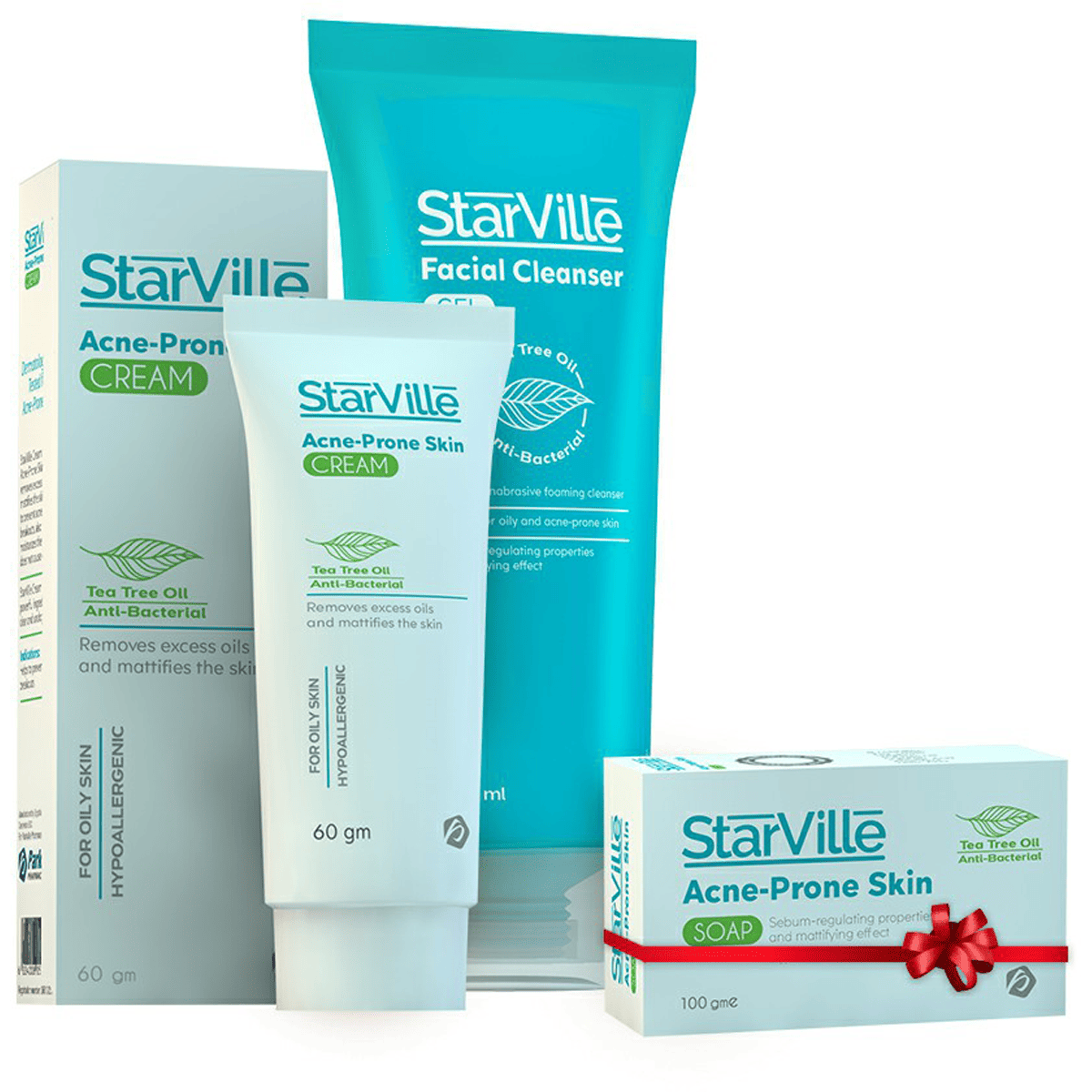 StarVille Acne Prone (Cream 60gm + Cleanser 200ml) + Soap 100gm Free Gift (Offer Pack) image number 0