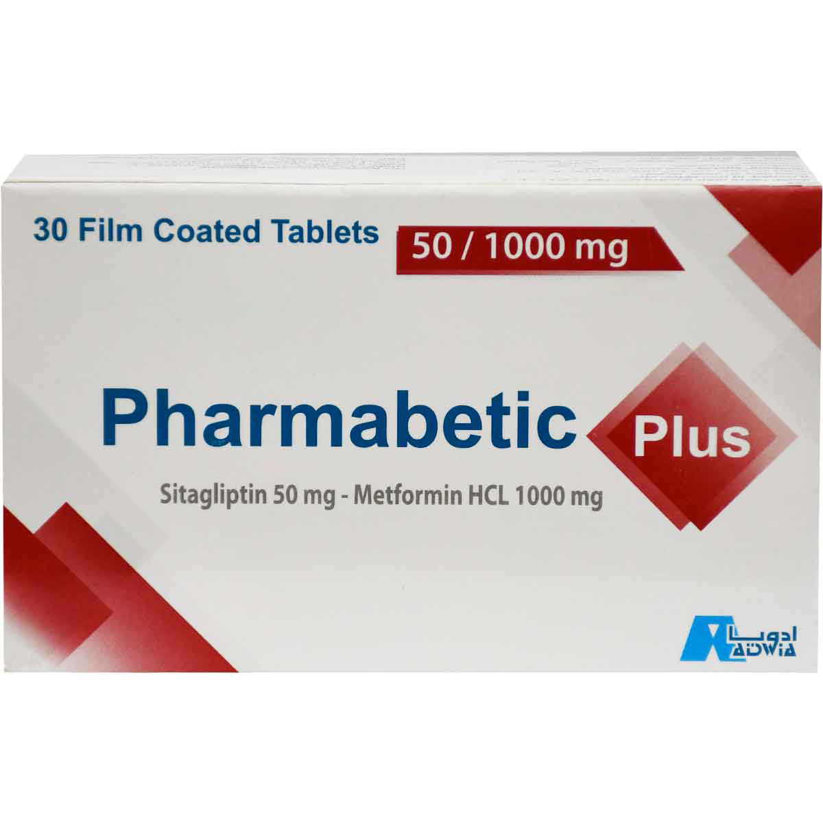 Pharmabetic Plus 50 mg/1000 mg 30 Film Coated Tablets image number 0