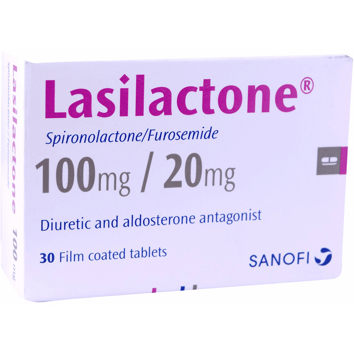 Lasilactone 100mg/20mg 30 Film Coated Tablets image number 0