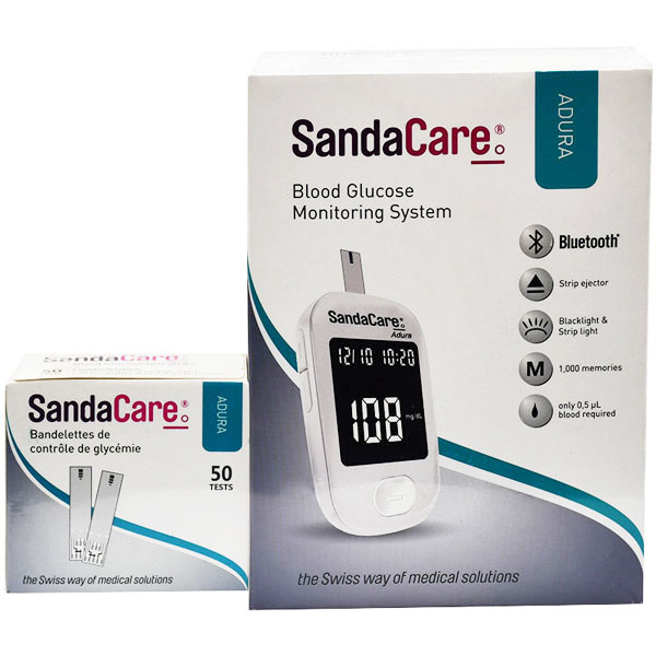 Sandacare Blood Glucose Monitor with 10 Strips + 50 Strips  (Offer Pack) image number 0