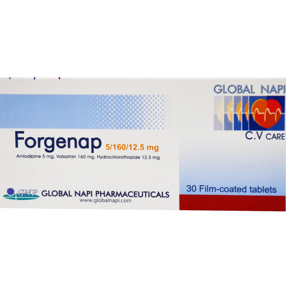 Forgenap 5mg/160mg/12.5mg 30 Film Coated Tablets image number 0