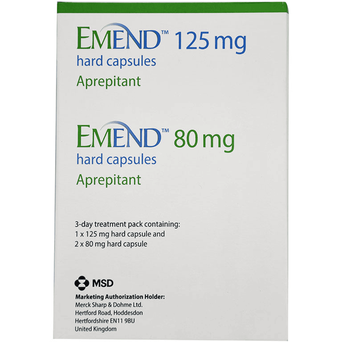 Emend (1Х125mg + 2Х80mg) 3Hard Capsules image number 0