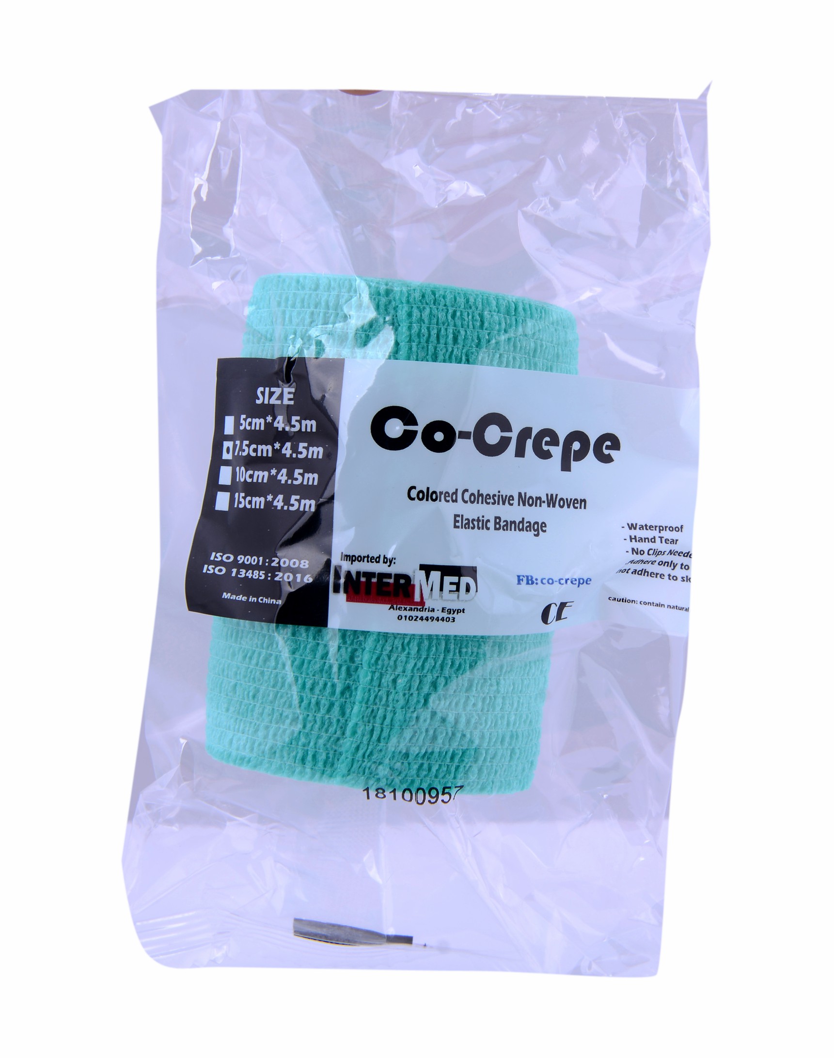 Elastic Cohesive Bandage Co Crepe 7.5Cm/Green image number 0