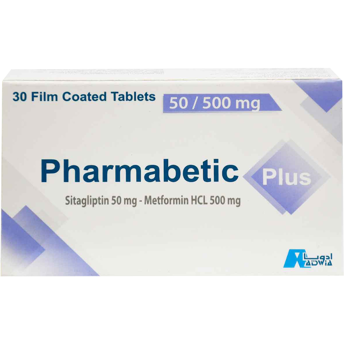 Pharmabetic Plus 50 mg/500 mg 30 Film Coated Tablets image number 0