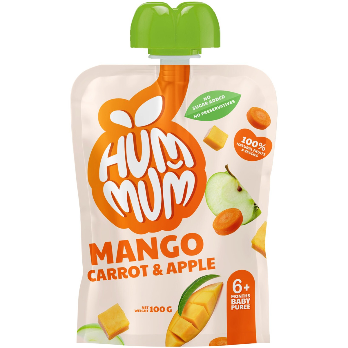 Hum Mum Mango Carrot and Apple puree (6+Month) 100gm image number 0