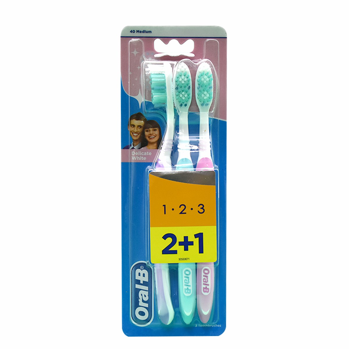 Oral B Delicate White 40medium 2 Pieces + 1 Extra Free Gift (Offer Pack) image number 0