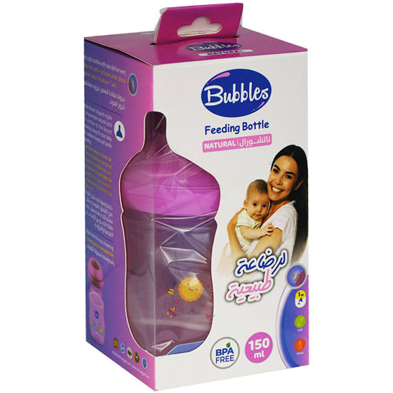 Bubbles Natural Feeding Bottle (1)Month Pink 150ml image number 0