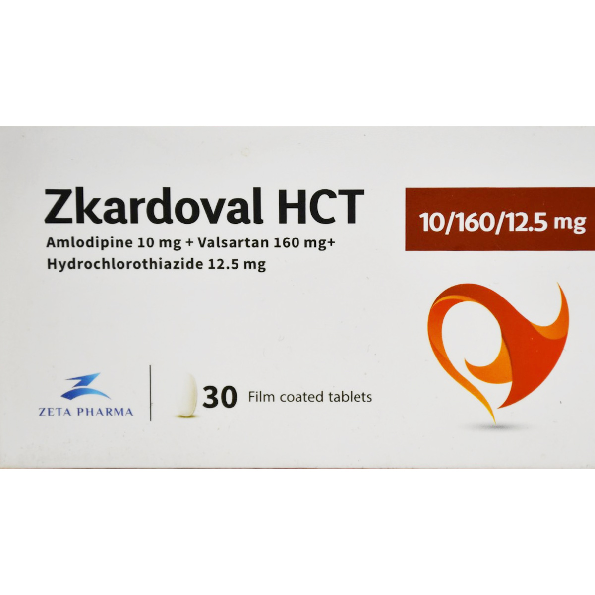 Zkardoval Hydrochlorothiazide 10mg/160mg/12.5mg 30 Film Coated Tablets image number 0