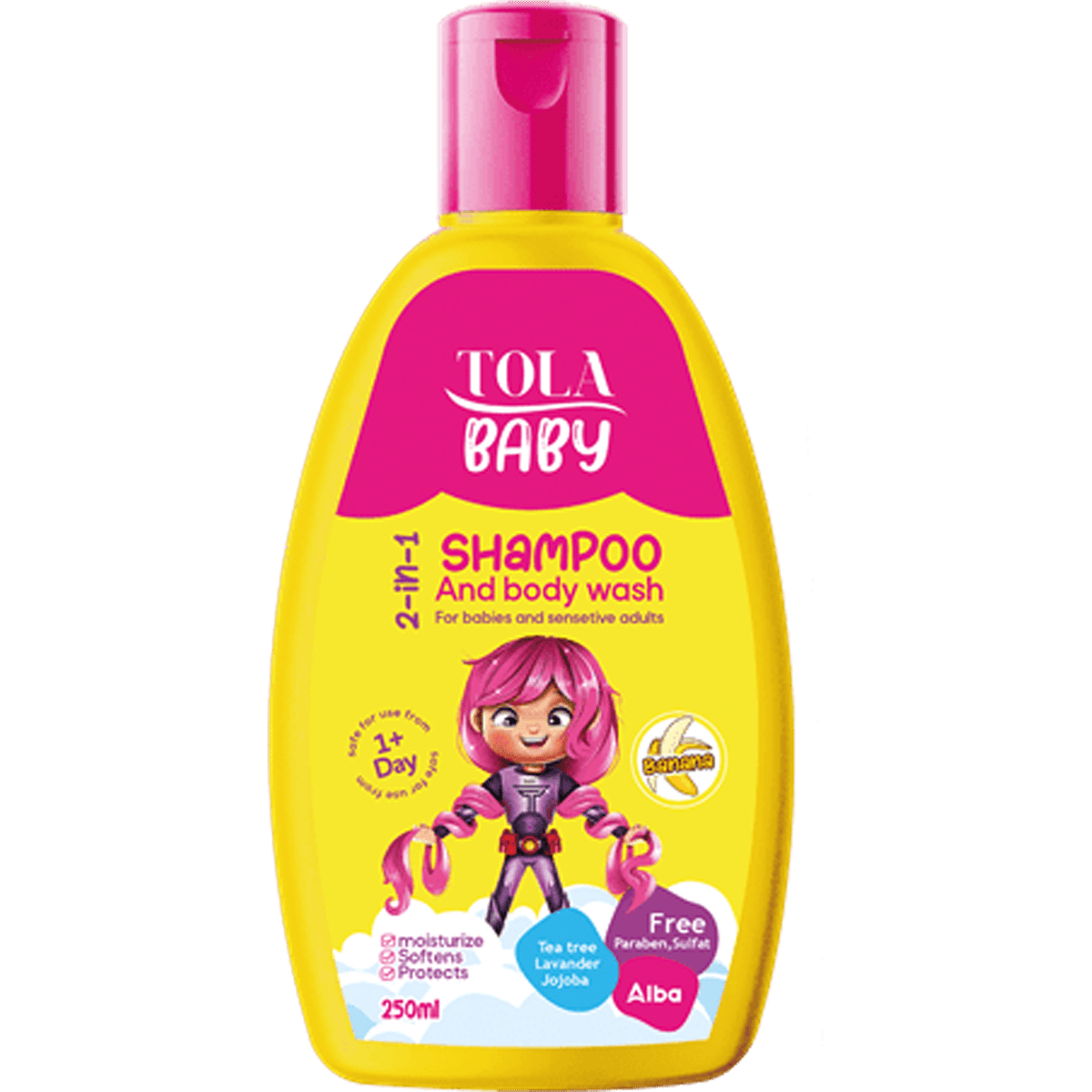 Tola Baby 2*1 Shampoo & Body Wash Banana 250ml image number 0