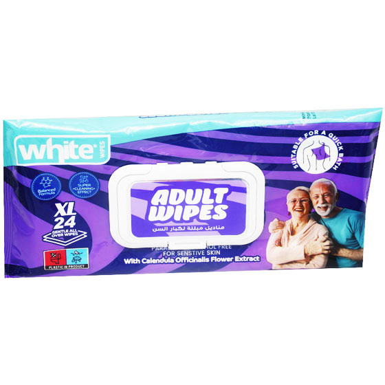 White Adult Wipes ( X large ) 24 pieces image number 0