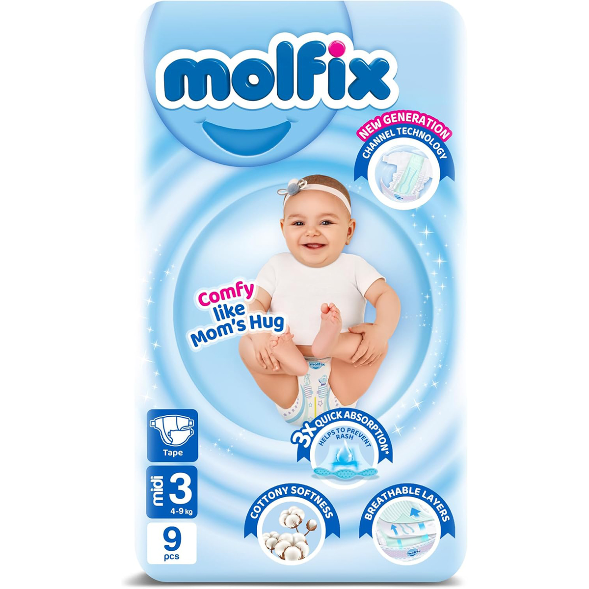 Molfix (3) Midi (4-9kg) Diaper 9pcs image number 0