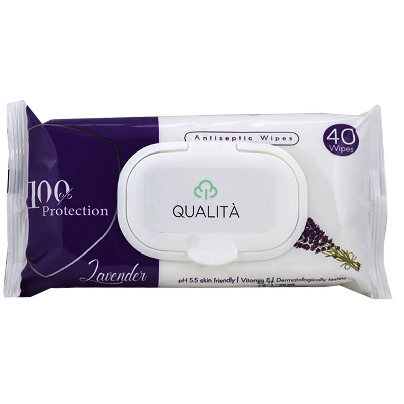 Qualita Antiseptic Wipes Lavender 40 Pieces image number 0