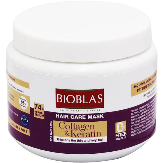 Bioblas Collagen and Keratin Anti Hair Loss Hair Mask 300ml image number 0