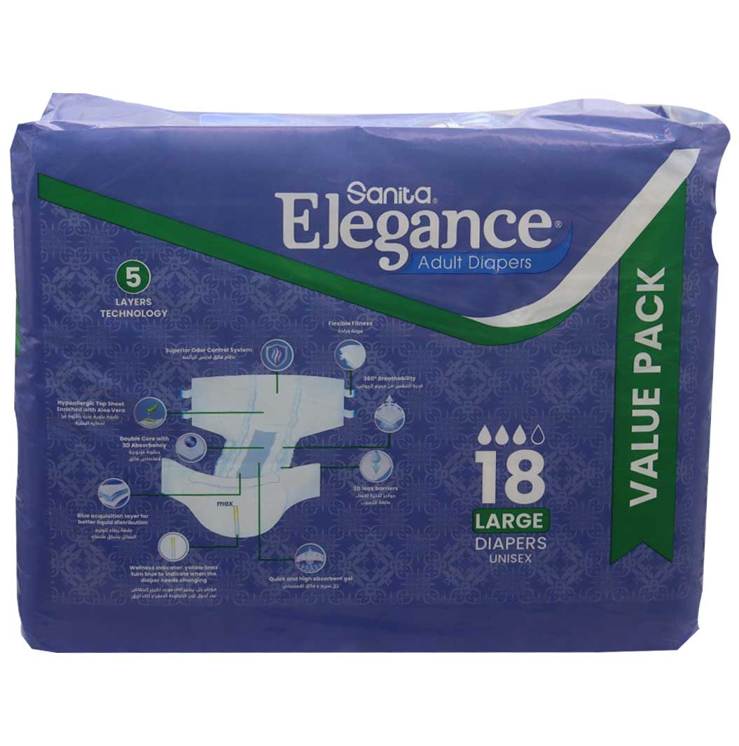 Sanita Elegance Adult Diaper Large 18 Pieces image number 0