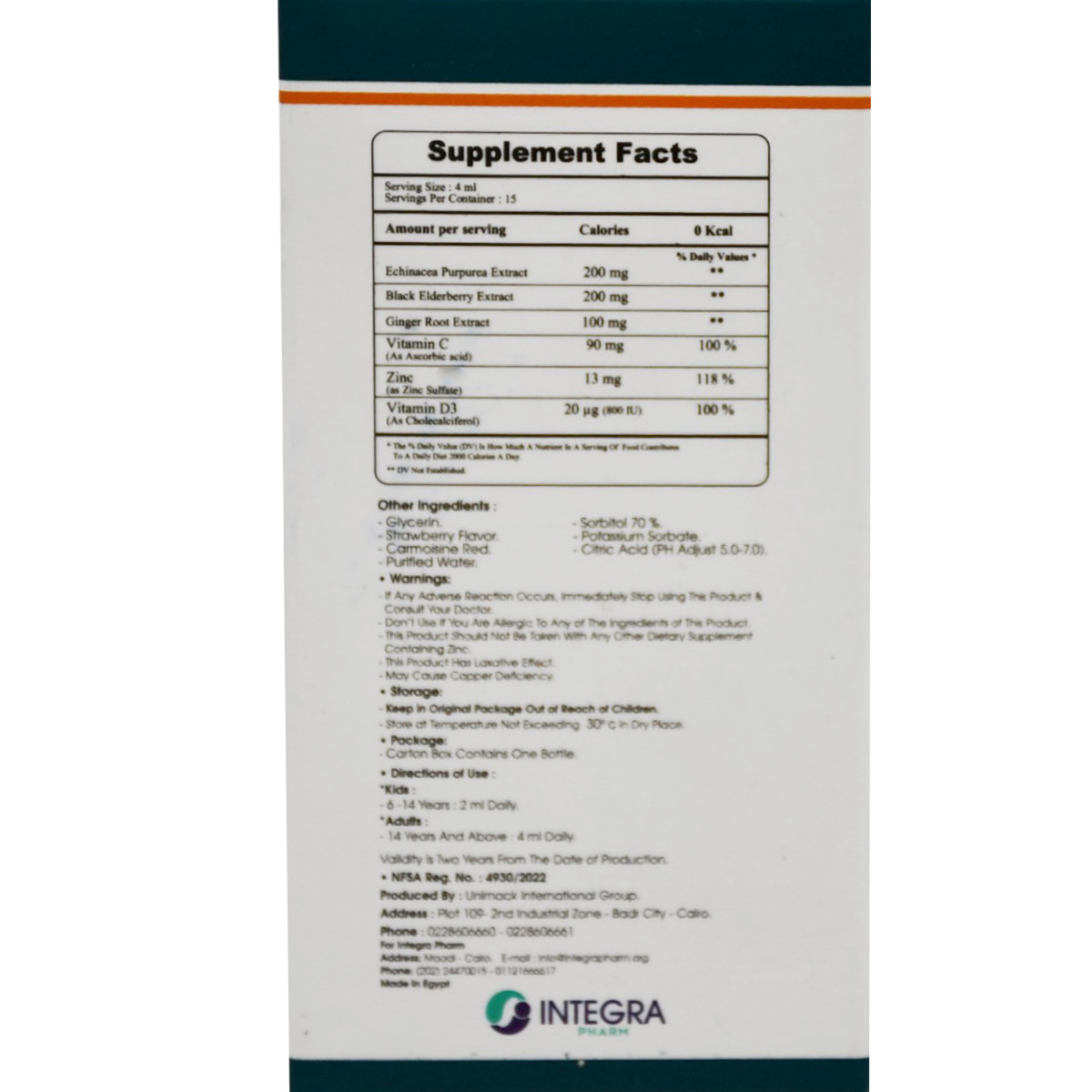 Immutonex Strawberry Flavor Syrup 60ml image number 1