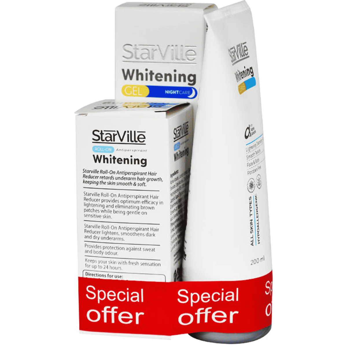 Starville Whitening ( Cleanser 200ml + Roll On 60ml + Gel 60ml ) (Offer Pack) image number 0
