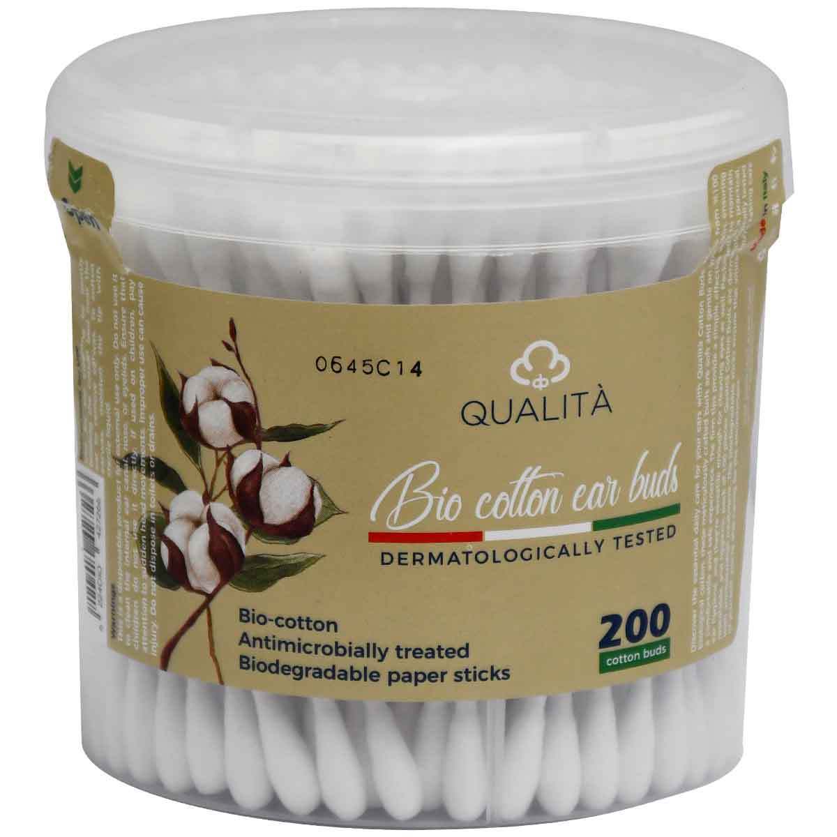Qualita Cotton Buds Jar Paper Sticks 200 pieces