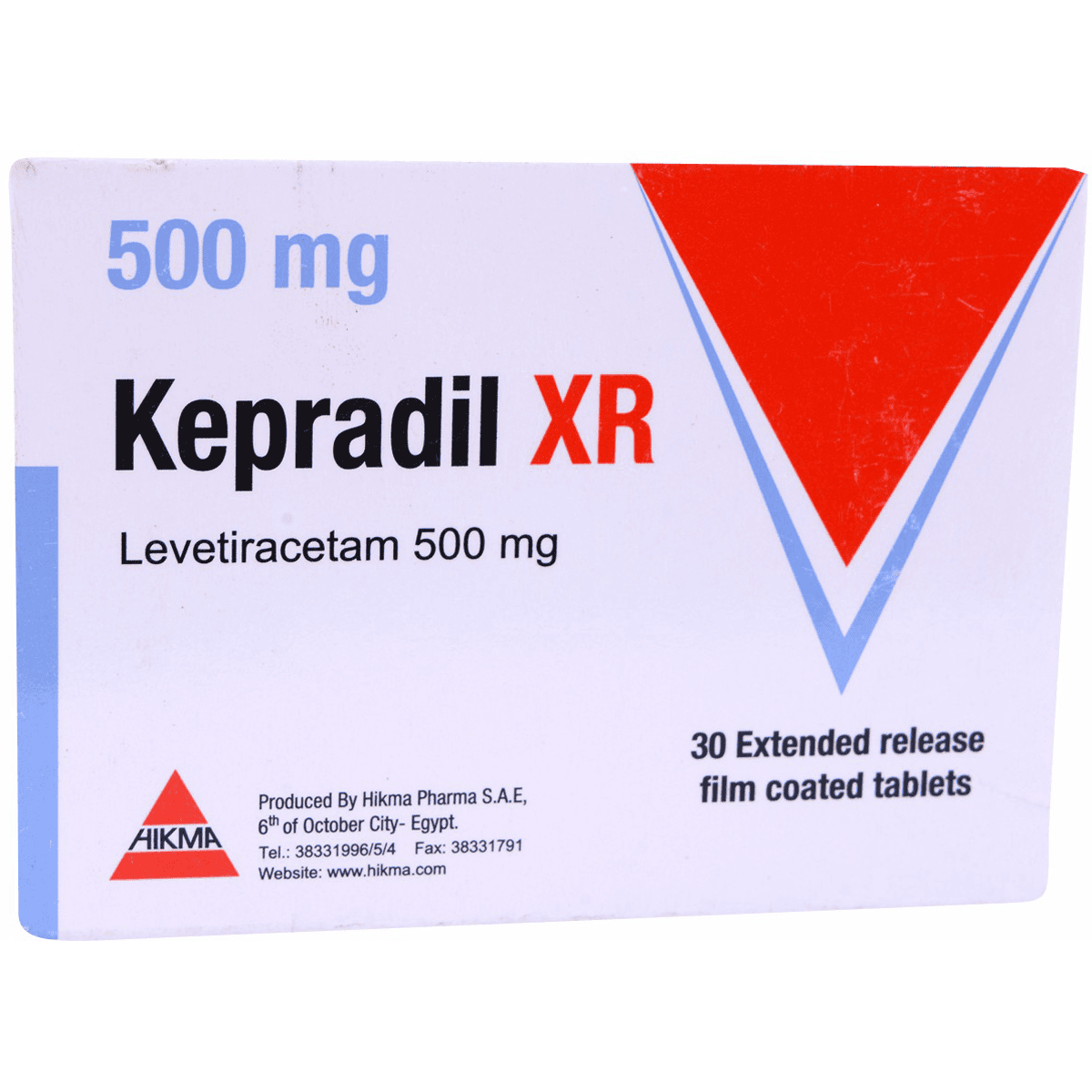 Kepradil XR (Extended Release) 500mg 30 Film Coated Tablets image number 0