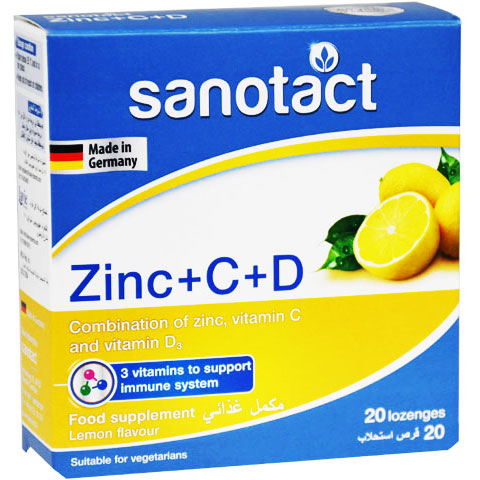 Sanotact Zinc + Vitamin C + Vitamin D3 ( Lemon Flavor ) 20/Lozenges image number 0
