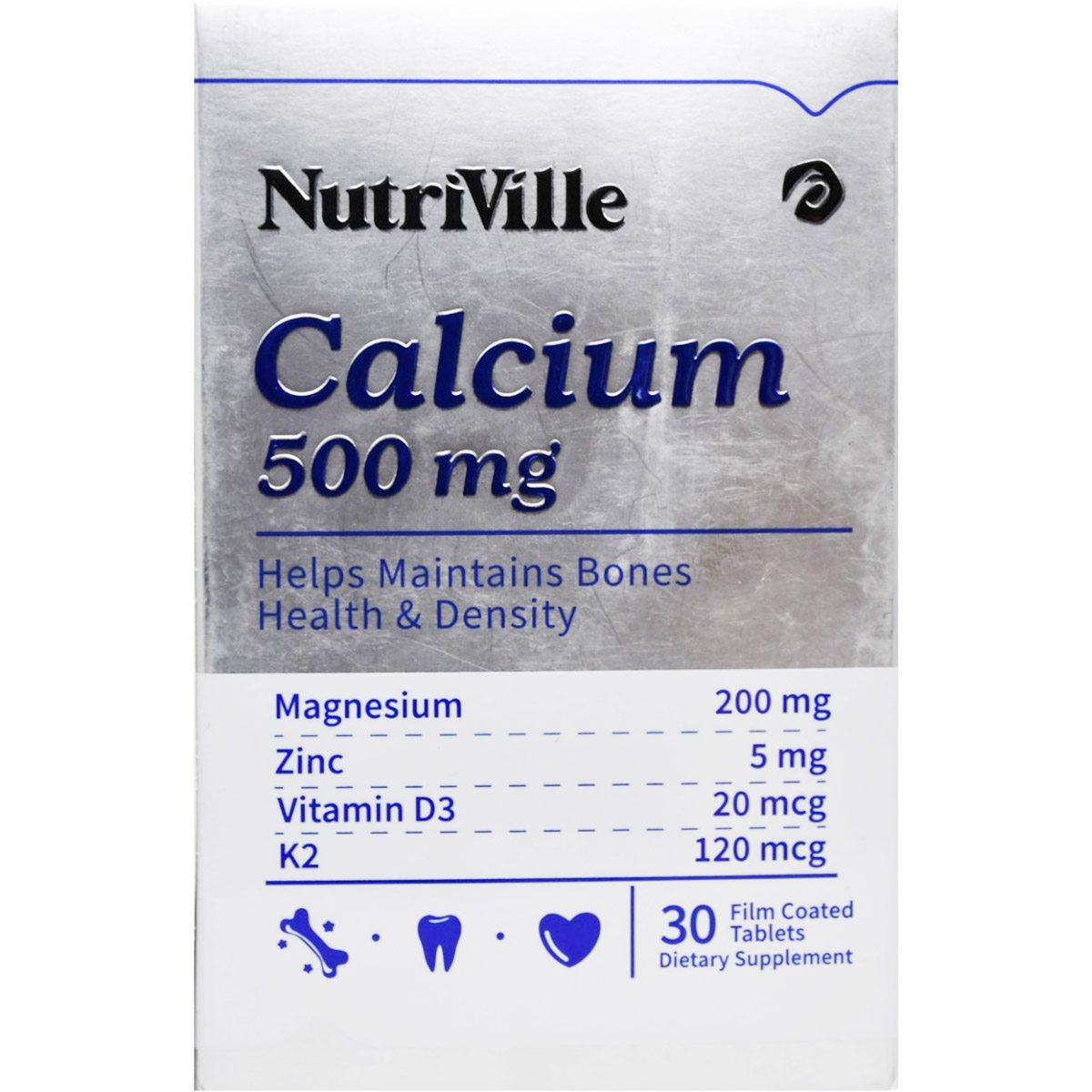 Nutriville Calcium 500mg 30 Film Coated Tablets image number 0