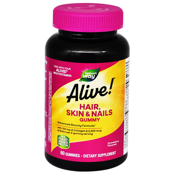 Alive Hair and Skin and Nails Strawberry 60 Gummy image number 0