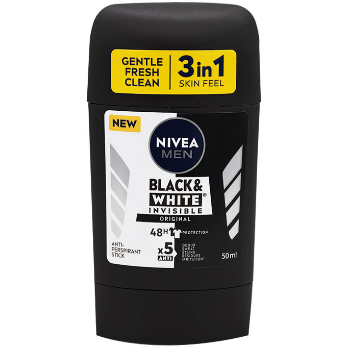 Nivea Invisible Black &White Original Deoderant Stick For Men 50ml image number 0