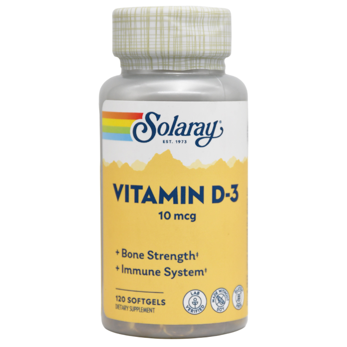 Solaray Vitamin D 3 10 mcg 120 SoftGels image number 0