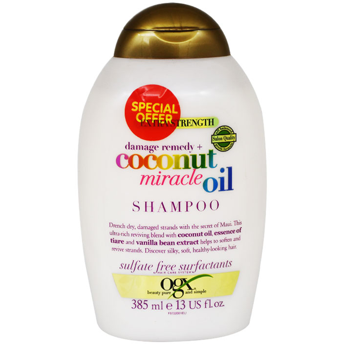 OGX Coconut Miracle Oil Shampoo 385ml (Offer Pack) image number 0