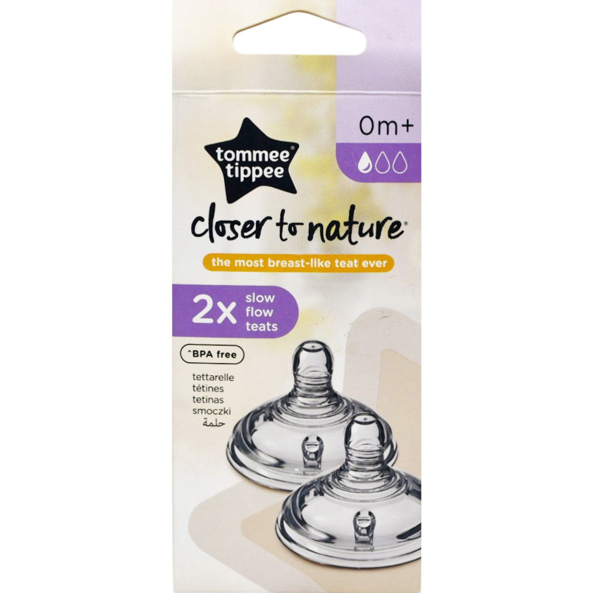 Tommee Tippee Closer to Nature Slow Flow Teat (0 Month+) 2 Pieces image number 0