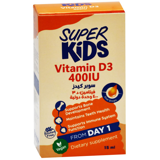 Super Kids Vitamin D3 400IU 15ml Oral Drops image number 0