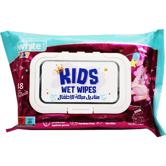 White Kids Wet Wipes with Cap 48 Pieces image number 0