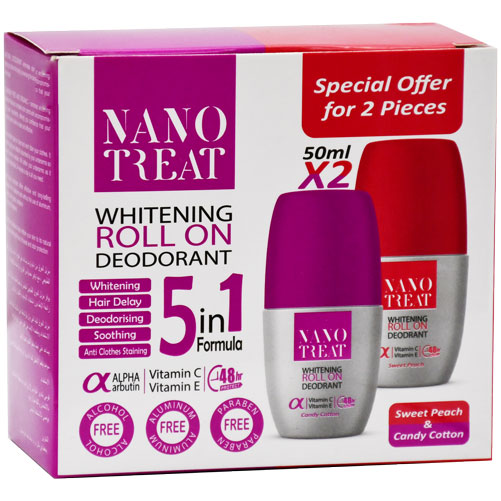 Nanotreat (Sweet Peach + Cotton Candy) Deodorant Roll On 50ml (Offer Pack) image number 0