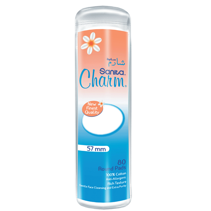 Sanita Charm Round Pads Cotton 80 Pieces image number 0