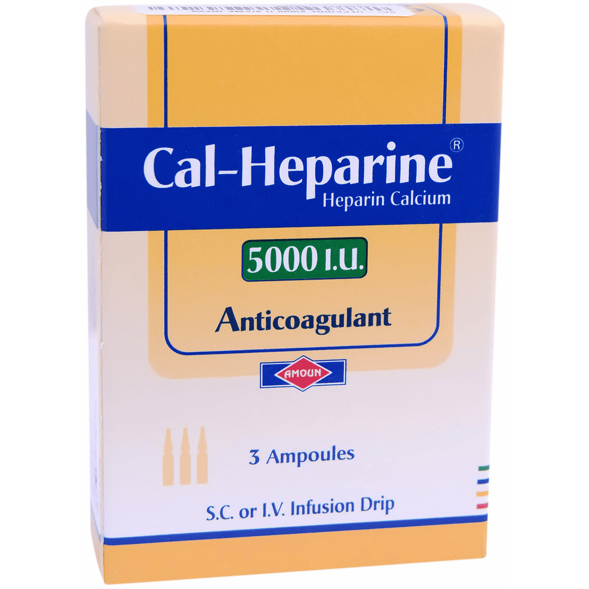 Cal Heparine 5000I.U 3 Ampoules (Refregirated) image number 0