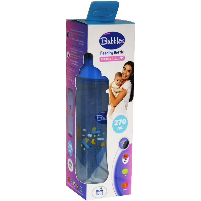 Bubbles Classic Feeding Bottle Blue (6)Month 270ml image number 0